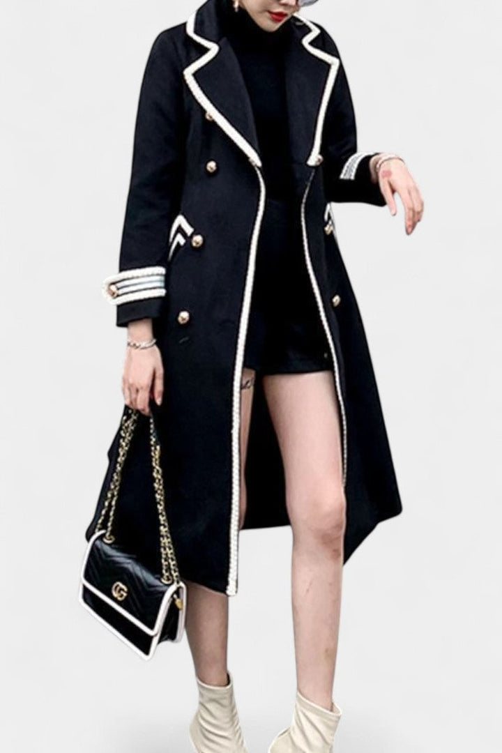 Roksolana | Dopasowany Długi Płaszcz Dwurzędowy