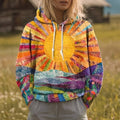 Mira | Bluza z Kapturem w Wzór Słonecznego Promienia